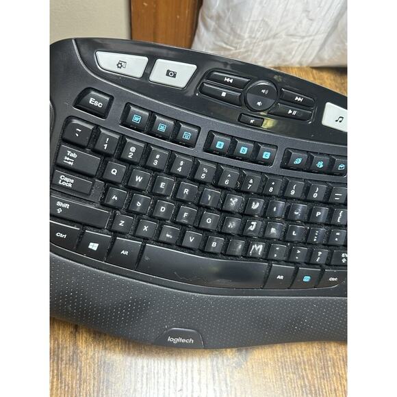 Logitech K350 Wave Keyboard Black Wireless Ergonomic NO USB Receiver Dongle - Picture 5 of 7